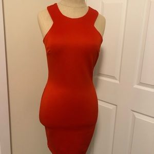 Just Me Orange/Red Open Back Dress!